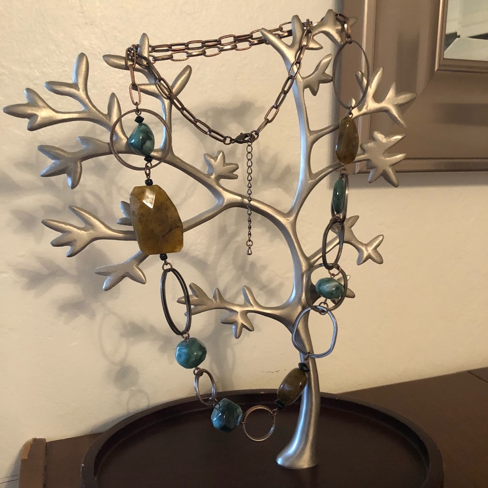 Chunky jewel color long necklace